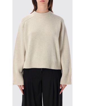 Soeur Crewneck Merino Wool Jumper With Dropped Shoulders And Long Sleeves - Natural