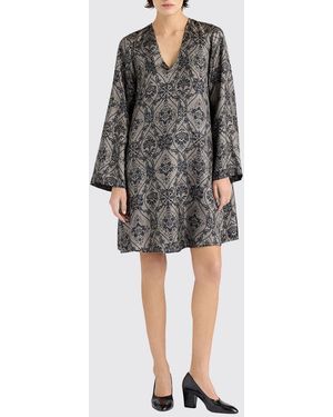 Momoní MomonÌ Mini-Kaftan Naela Von Aus Seide Mit Ethno-Print Und Kimonoärmeln - Schwarz