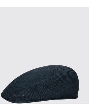 Borsalino Miami Vintage-Style Raffia Flat Cap With Visor - Blue