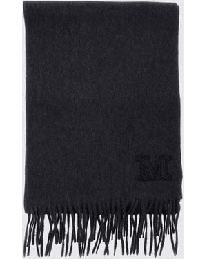 Max Mara Schal Aus 100% Reinem Kaschmir Mit Gesticktem Logo-Detail - Blau
