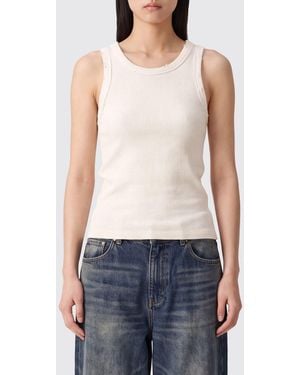 CAMPERLAB Ribbed Cotton Tank Top With Cold-Shoulder Cutouts And Crew Neck - Blue