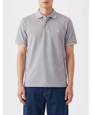 Brunello Cucinelli Short-Sleeve Cotton Polo Shirt With Embroidered Crest - Grey