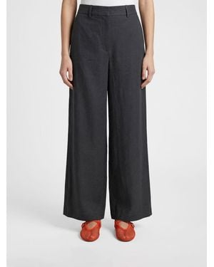 Giorgio Armani Wide Leg Linen Trousers - Black