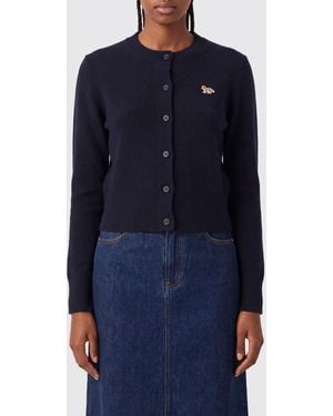 Maison Kitsuné Maison KitsunÉ Chillax Fox Logo Patch Merino Wool Cardigan - Blue