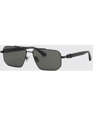 Philipp Plein Aviator Metal Sunglasses With Double Bridge And Hexagon Logo - Grey