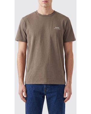 A.P.C. Camiseta De Algodón Con Logo En Contraste En El Pecho - Gris