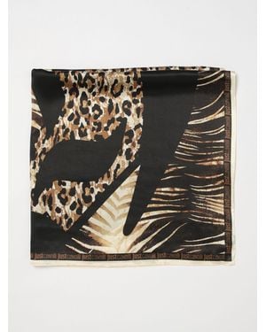Just Cavalli Foliage Print Silk Scarf - Black