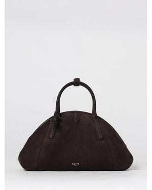 Alaïa Purse Handtasche Aus Velours-Kalbsleder Mit Doppeltem Henkel - Schwarz