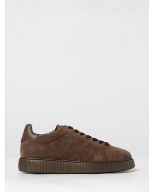 Hogan H-Stripes Suede Sneakers With Perforated H Logo - Brown