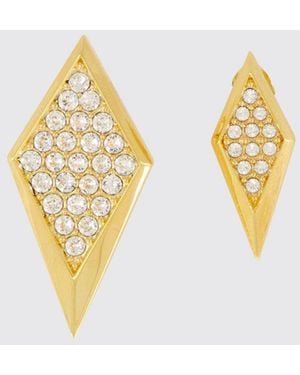 Versace Rautenförmige Ohrstecker Mit Anhänger Und Strass - Weiß
