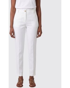 Pinko Cropped Fit Linen Blend Pants - White