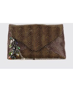 Dries Van Noten Python Print Leather Clutch - Brown