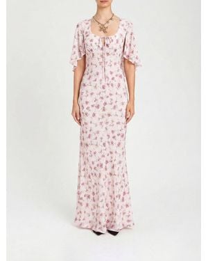 Twinset Long Viscose Dress With Floral Print - Pink