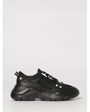 Versace Jeans Couture Leather And Mesh Trainers - Black