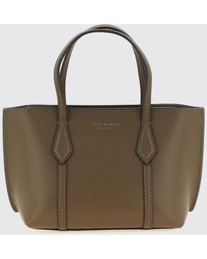 Tory Burch Bolso Tote Pequeño Perry De En Piel Granulada Con Correa Extraíble - Marrón