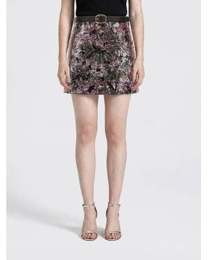 Self-Portrait Sequin Mini Skirt With Floral Motif - Black