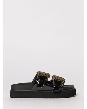 Versace Jeans Couture Patent Leather Slippers - Black