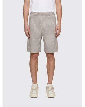 Gcds Technical Fabric Shorts With Striped Logo - Grey