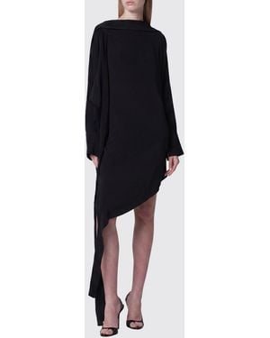Francesco Murano Asymmetrical U-Back Midi Dress - Black