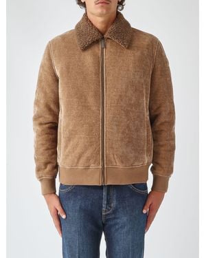 Colmar Velvet Bomber Jacket With Classic Collar And Central Zip Closure - Blue