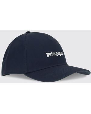 Palm Angels Cotton Hat With Embroidered Logo - Blue