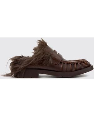 CAMPERLAB Mil 1978 Smooth Leather Mules With Faux Fur Lining - Brown