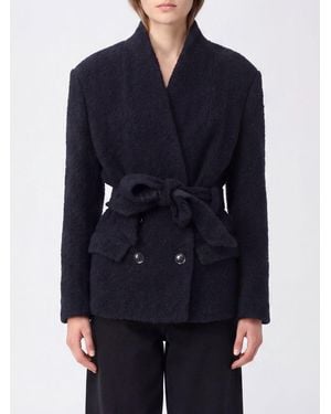 Isabel Marant Double-Breasted Wool And Alpaca Short Coat With Belt - Blue
