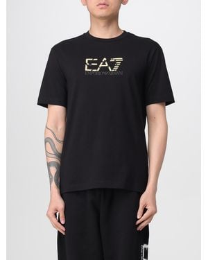 EA7 Cotton T-Shirt With Logo - Black
