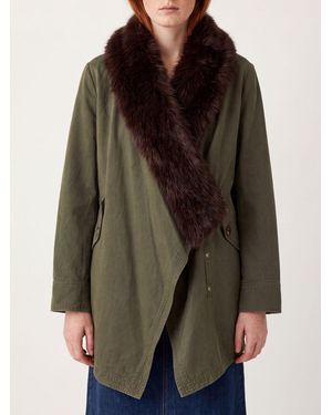 Liu Jo Knielanger Baumwoll-Parka Mit Pelzkragen - Braun