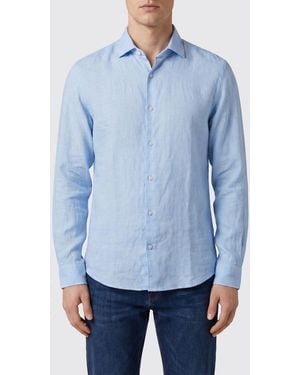 Brooksfield Slim-Fit-Freizeithemd Aus Reinem Leinen Mit Französischem Kragen - Blau