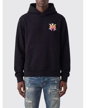 Amiri Sudadera Con Capucha De Algodón Con Logo Estampado Y Bolsillo Canguro - Azul