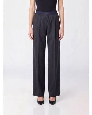 Pinko Pantalones Palazzo Phaius De Mezcla De Lana Con Talle Alto Elástico - Azul
