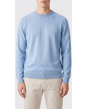 Altea Cotton And Cashmere Crew-Neck Jumper With Ribbed Trims - Blue