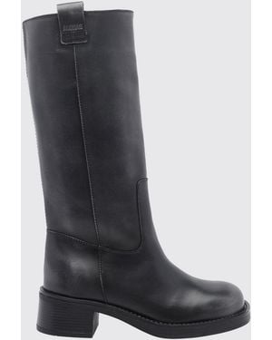 Alohas Sajan Leather Knee-High Boots With Square Toe And Low Heel - Black