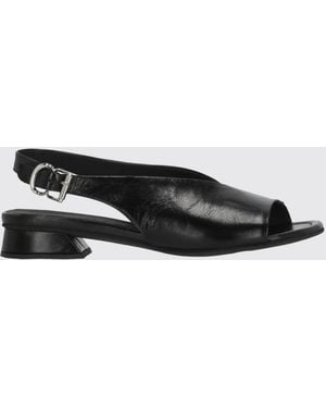 Poeve Christin Smooth Leather Slingback Mule Sandals With Low Heel - Black