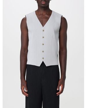 Homme Plissé Issey Miyake Homme Plissé Issey Miyake Slim Fit Pleated V-Neck Tailored Waistcoat - White
