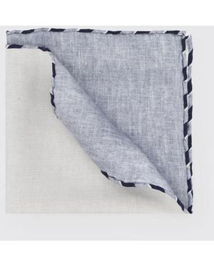 Brunello Cucinelli Zweifarbig Gestreiftes Seideneinstecktuch Von - Blau