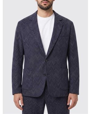 Missoni Single-Breasted Zig-Zag Cotton-Blend Blazer - Blue