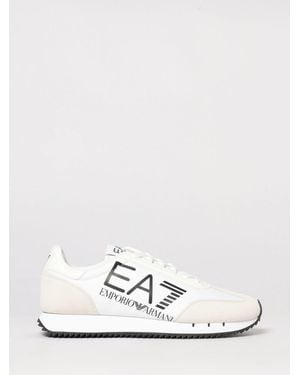 EA7 Nylon And Suede Sneakers - White
