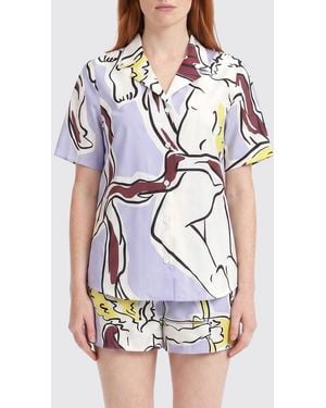 Tory Burch Camisa Informal De Algodón Estampado - Blanco