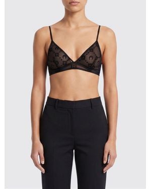 Marine Serre Flock Bralette Bra - Black