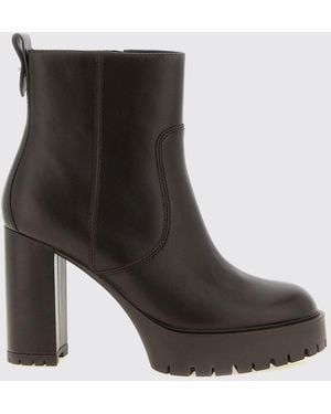 Pinko Clara Leather Platform Ankle Boots With Lug Sole - Black