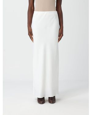 Brunello Cucinelli Long Linen Skirt With Slits - White