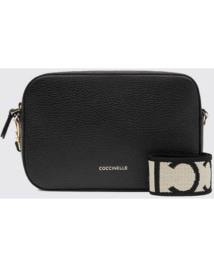 Coccinelle Tebe Hammered Leather Bag - Black