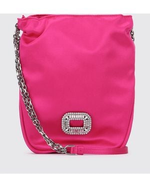 Roger Vivier Nano Pilgrim Satin Bag With Jewel Buckle - Pink