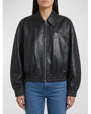 Jil Sander Leather Bomber Jacket - Black