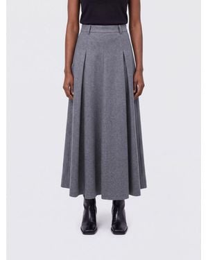 By Malene Birger High-Waisted A-Line Midi Skirt - Blue
