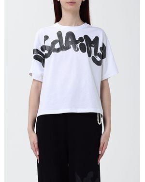 DISCLAIMER Relaxed Fit Cotton T-Shirt With Printed Logo And Crew Neck - White