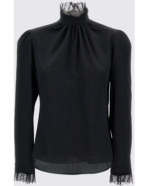 McQueen Top Di Seta Con Inserti - Nero