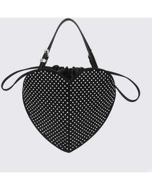 ROTATE BIRGER CHRISTENSEN Heart-Shaped Leather Handbag With Crystals And Drawstring Closure - Black